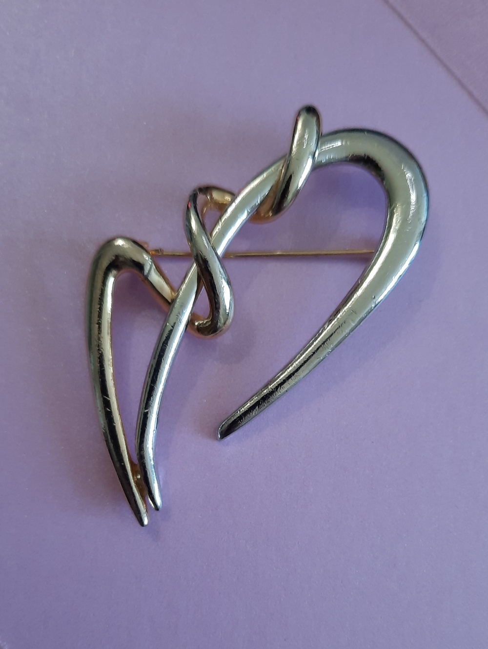 Silver/Gold-tone Abstract Knot Brooch